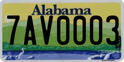 AL license plate 7AV0003