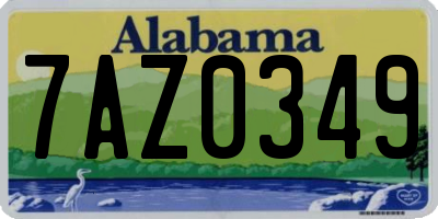 AL license plate 7AZ0349