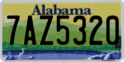 AL license plate 7AZ5320