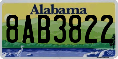 AL license plate 8AB3822