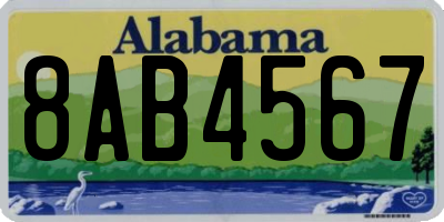 AL license plate 8AB4567