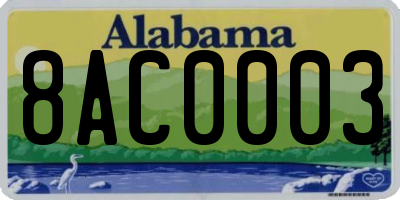 AL license plate 8AC0003