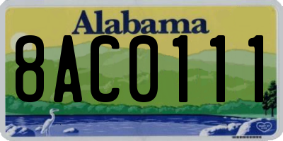 AL license plate 8AC0111