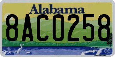 AL license plate 8AC0258