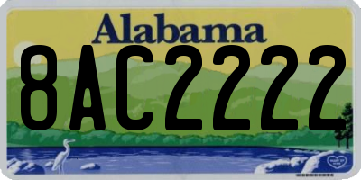 AL license plate 8AC2222