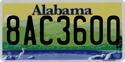 AL license plate 8AC3600