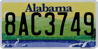 AL license plate 8AC3749