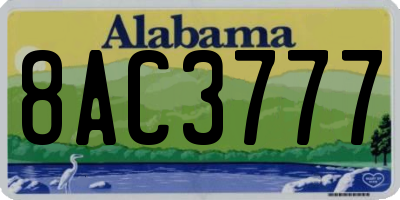 AL license plate 8AC3777