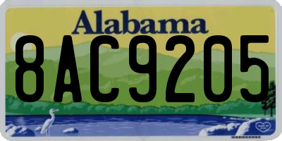 AL license plate 8AC9205