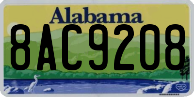 AL license plate 8AC9208