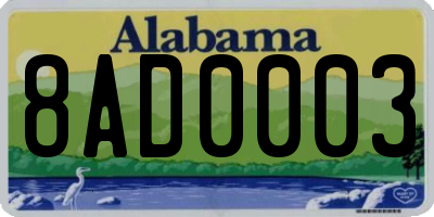 AL license plate 8AD0003