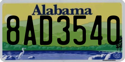AL license plate 8AD3540