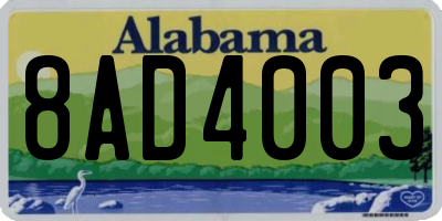 AL license plate 8AD4003