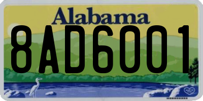 AL license plate 8AD6001