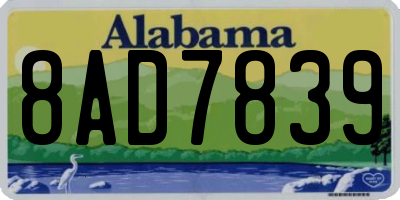 AL license plate 8AD7839