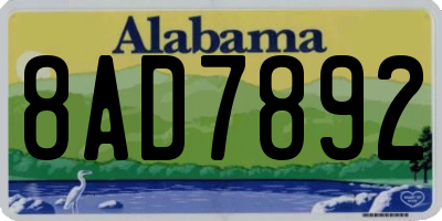 AL license plate 8AD7892