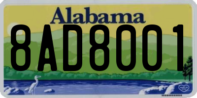 AL license plate 8AD8001