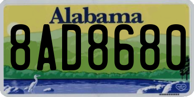 AL license plate 8AD8680