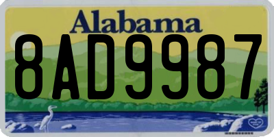 AL license plate 8AD9987