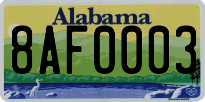 AL license plate 8AF0003