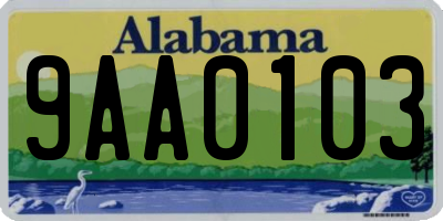 AL license plate 9AA0103