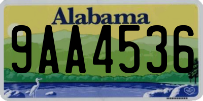 AL license plate 9AA4536