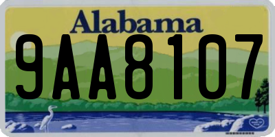 AL license plate 9AA8107