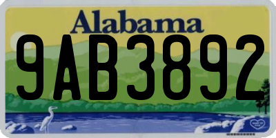 AL license plate 9AB3892