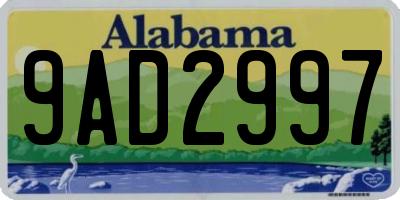 AL license plate 9AD2997