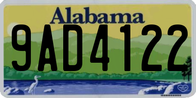 AL license plate 9AD4122