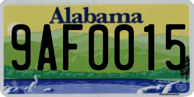 AL license plate 9AF0015