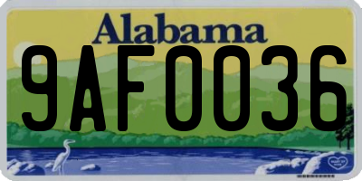AL license plate 9AF0036