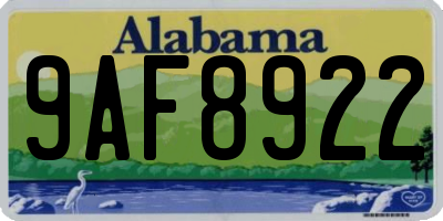 AL license plate 9AF8922