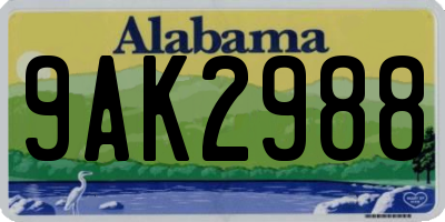 AL license plate 9AK2988