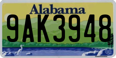 AL license plate 9AK3948
