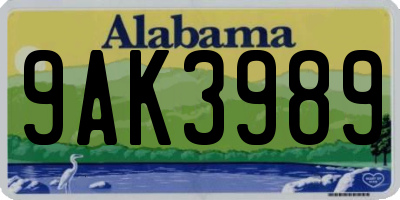 AL license plate 9AK3989