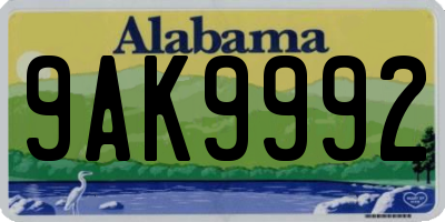 AL license plate 9AK9992