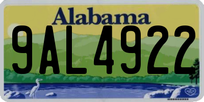AL license plate 9AL4922
