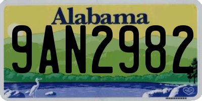 AL license plate 9AN2982