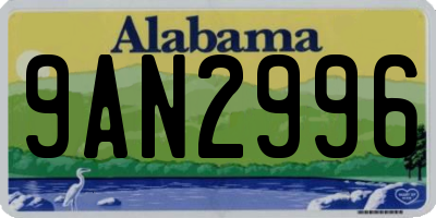 AL license plate 9AN2996