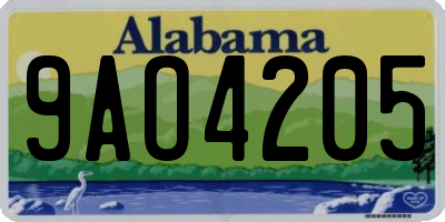 AL license plate 9AO4205