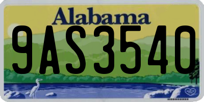 AL license plate 9AS3540