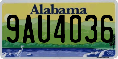 AL license plate 9AU4036