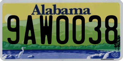 AL license plate 9AW0038