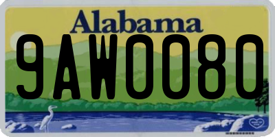 AL license plate 9AW0080