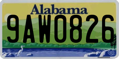 AL license plate 9AW0826