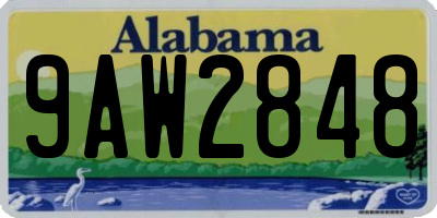 AL license plate 9AW2848