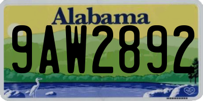 AL license plate 9AW2892