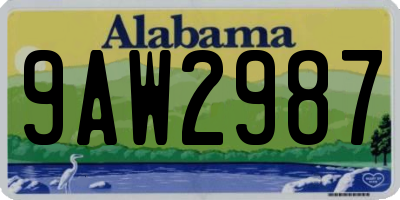 AL license plate 9AW2987