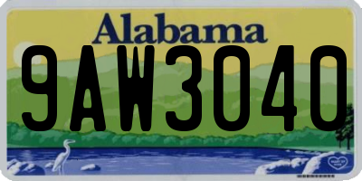 AL license plate 9AW3040